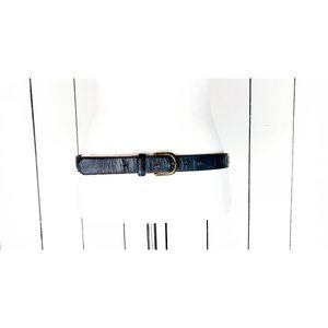 Vintage blue harness leather buckle belt - 34